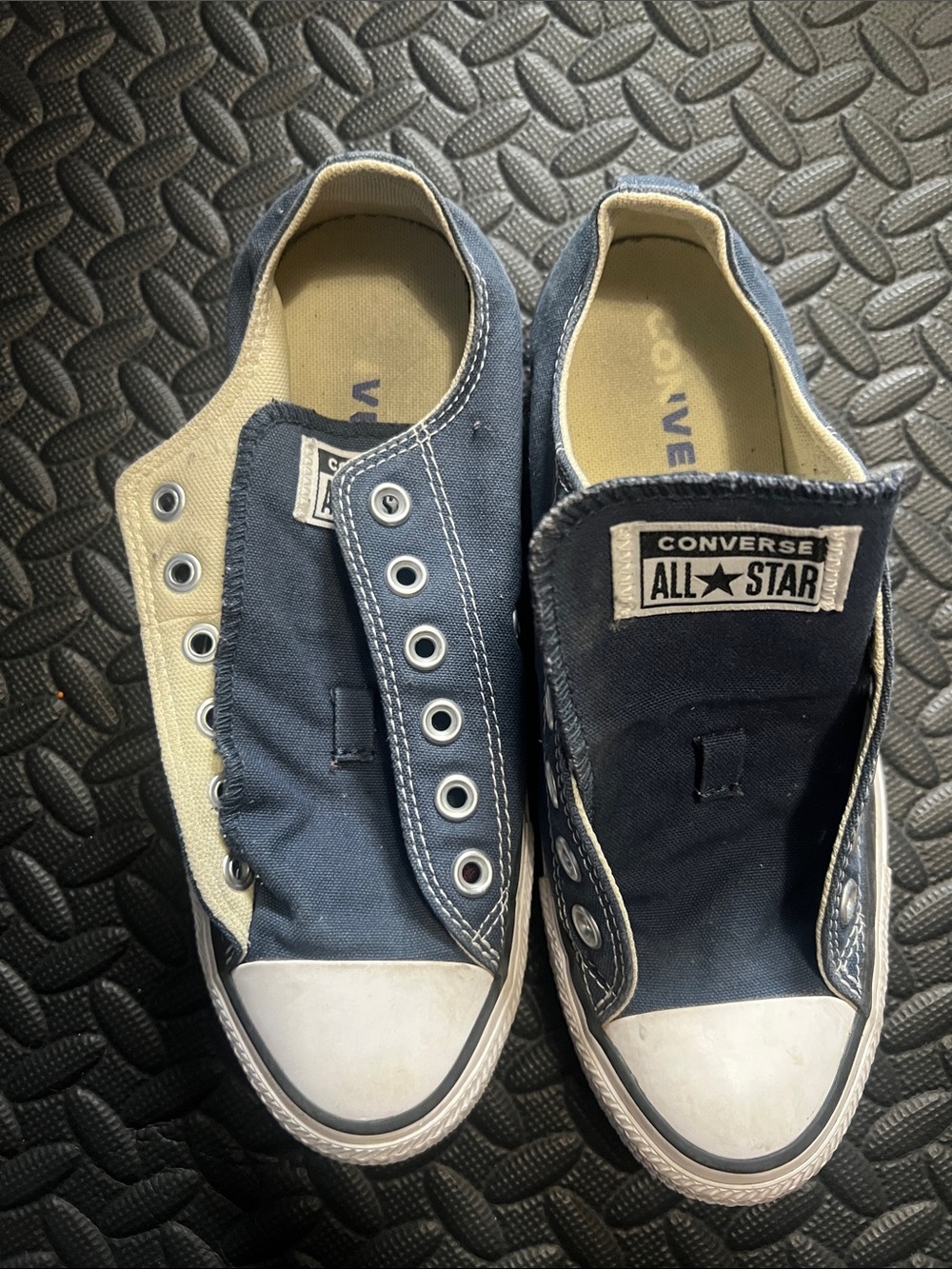 Converse Navy and White Slip-On All Star Canvas Sneakers